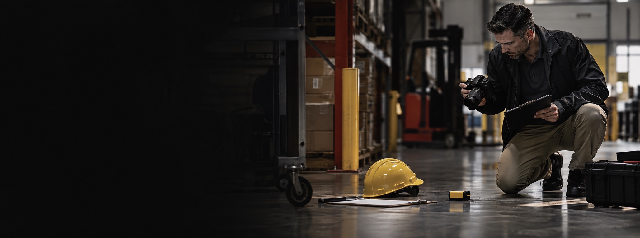 Investigator documenting a commercial workplace assignment